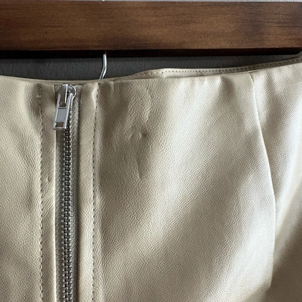 Pink Lily - Khaki Faux Leather Bow Wrap Mini Skort - Picture 4 of 5